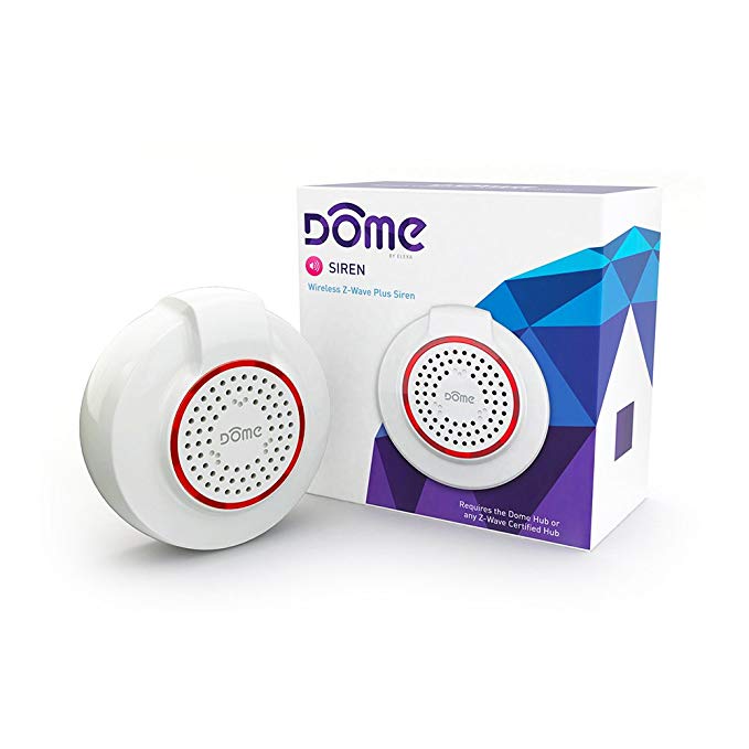 Dome Home Automation DMS01 Wireless Z-Wave Battery-Powered Home Security Siren and Chime, White