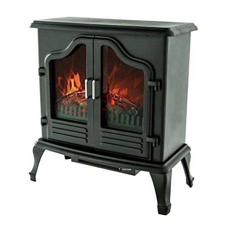 FLAME&SHADE Electric Fireplace Stove Heater, Portable Free Standing Fireplace Space Heater with Remote, W24" x H25"