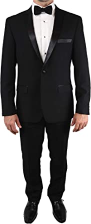 House of St. Benets Mens Slim Fit Tuxedo Suit Jacket and Pants