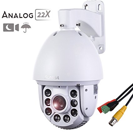 SUNBA 960H Outdoor, 4.7 - 94mm, 22X Optical Zoom, 700TVL Sony CCD, Laser IR-Cut Night Vision 250m, Middle Speed PTZ Analog CCTV Security Dome Camera RS-485 Control (801-22X)