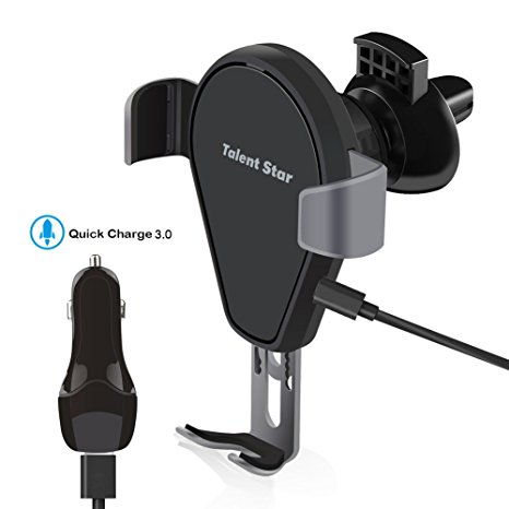 Wireless Charging Mount, Car Phone Mount Fast Wireless Charger Air Vent Gravity Phone Holder Cradle Car Charger w/ Quick Charge 3.0 for iPhone X/8 Plus/8, Samsung Galaxy S8 and All Qi-enabled Devices