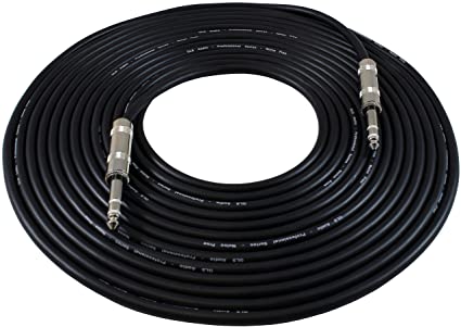 GLS Audio 25ft Patch Cable Cord - 1/4" TRS to 1/4" TRS Black Cable - 25' Balanced Snake Cord