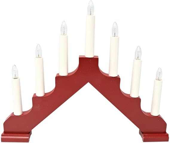 Star Trading 28615-12" x 14.5" 7 Light Electric Red Wooden Ada Swedish Candelabra/Candlestick