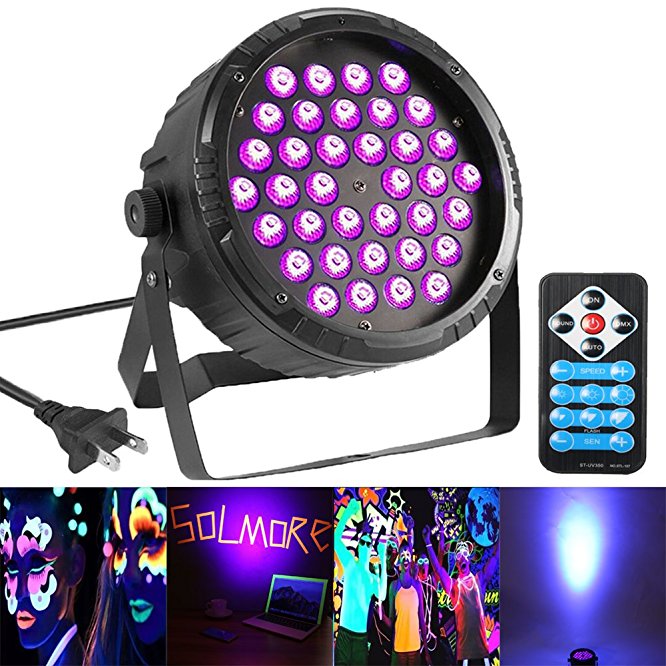 UV Black Light SOLMORE 36W 36 LEDs Bar Ultra Violet LED Flood Light Wall Washer Light DJ Blacklight for Stage Party Pub Club Disco Show Concert Celebration Sterilization implicitly AC100-220V