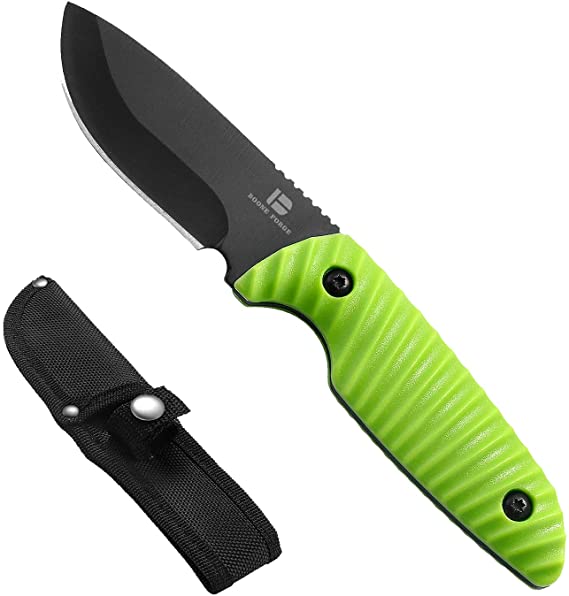 BOONE FORGE Pocket Fixed Blade Knife with Sheath, Stainless Steel Small Outdoors Full Tang Knife with Non-Slip Handle, for Cuting Fruit, Hunting, EDC, Camping, Outdoor Survival, Gift for Man