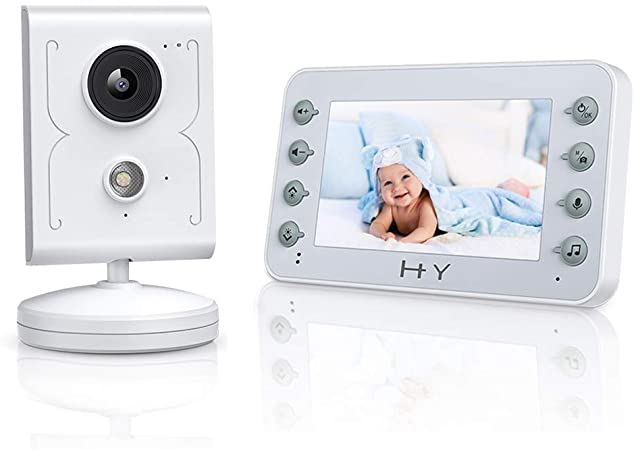 HY 1080P HD Video Baby Monitor with Camera - 2 Way Audio Talk, Lullaby Music, Temperature Sensor, VOX Wake up, Infrared Night Vision, 4.3 inch Screen, Anti-Hack Encryption, No WiFi Internet Required