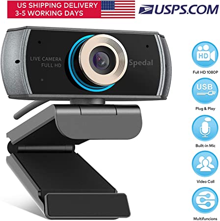 Webcam with Microphone,HD1080p USB Webcam Laptop USB Computer Camera for Streaming Gaming Conferencing Compatible with OBS Xbox Skype Facebook OBS Twitch YouTube Xsplit Mac OS Windows 10/8/7
