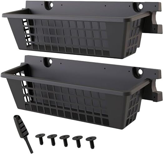 Suncast 25" x 7.25" x 7" Resin Shelf Basket Accessory with EZ Bolt Assembly for Select Outdoor Shed Storage Models, Black (2-Pack)