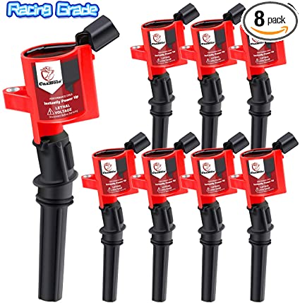 CarBole 8 Pack Ignition Coils Racing Grade Curved Boot Coil Packs for Ford F-150 Ford Lincoln Mercury 4.6L 5.4L DG508 FD503