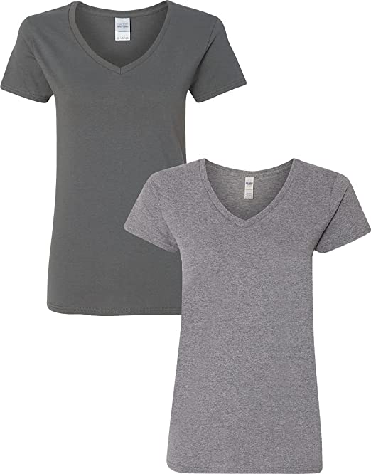 Gildan Women's Heavy Cotton V-Neck T-Shirt, 2-Pack