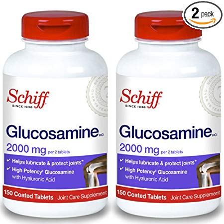 Schiff Glucosamine 2000mg with Hyaluronic Acid, 150 tablets - Joint Supplement (Pack of 2)