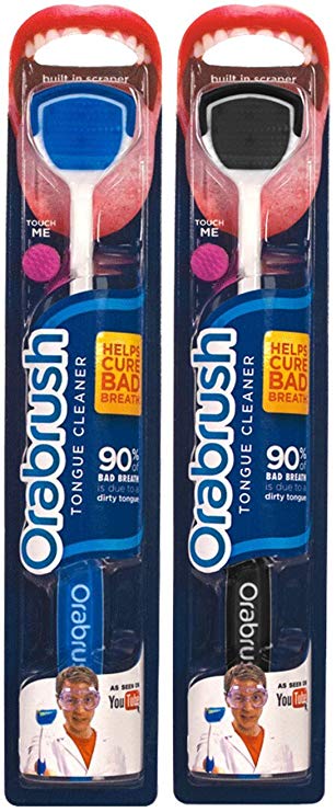 Orabrush Couple Pack Tongue Cleaner - Pack of 2 (Blue and Black)