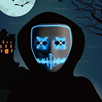 Halloween Light Up Mask EL Wire LED Mask with 3 Modes for Costume Party