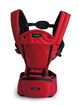 MiaMily Hipster Baby Carrier, Baby Hip Protection, 9 Carrying Configurations, Ergonomic Design For Parents, Ruby Red
