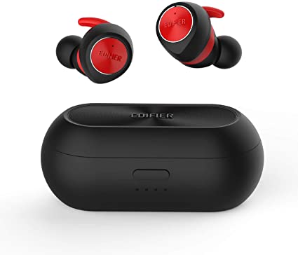 Edifier TWS3 Wireless Earbud Headphones - Charging Case, Bluetooth v4.2, IPX4 Splash & Sweatproof(Red)