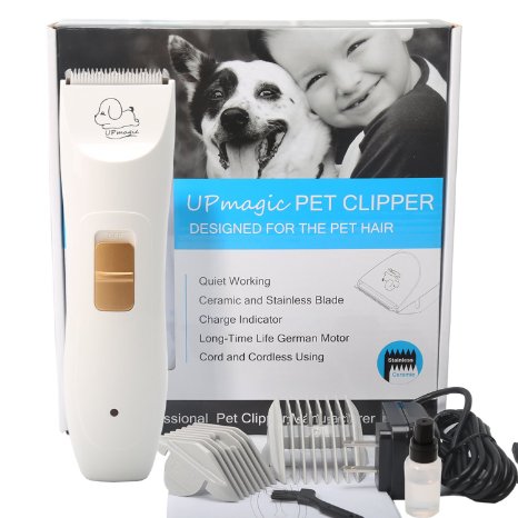Upmagic Professional Pet Grooming Kit, 50% OFF Sale, Rechargeable Pet Grooming Clipper for Large, Medium, Small Dogs and Cat, Cordless Electric Hair Trimmer for Quick Safe Cutting