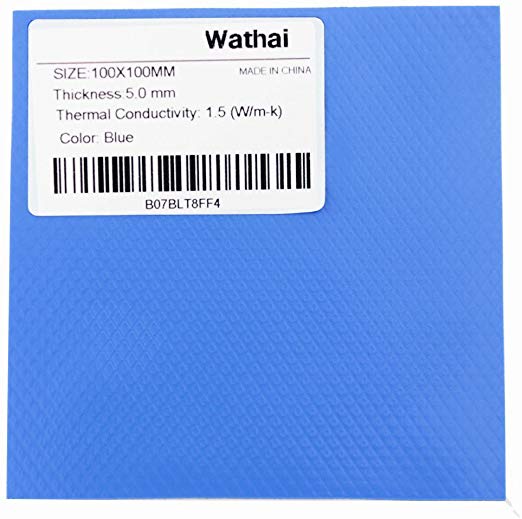 Wathai Blue 100x100mm 5mm Thickness Cooling Thermal Conductive Silicone Pad For CPU GPU IC PS3 PS2 Xbox Heatsink