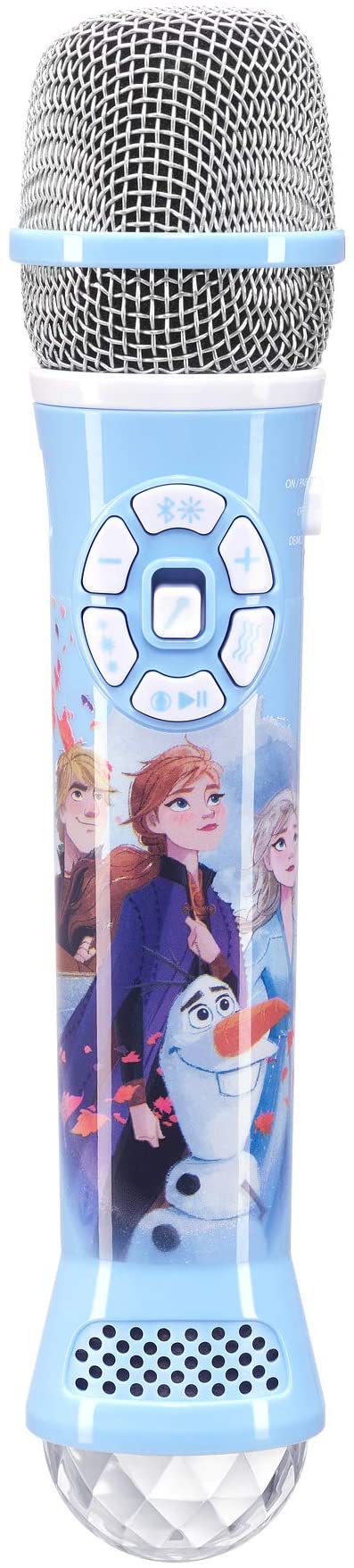 eKids Disney Frozen 2 Bluetooth Karaoke Microphone with LED Disco Party Lights, Portable Bluetooth Speaker Compatible with Apple Samsung Siri and Google Assistant, Karaoke Machine for Kids