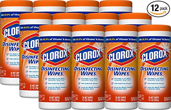 Clorox Disinfecting Wipes, Bleach Free Cleaning Wipes - Orange Fusion, 35 Count (Pack of 12) (Packaging May Vary)