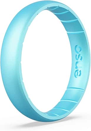 Enso Rings Thin Birthstone Silicone Ring – Unisex Wedding Engagement Band – Comfortable Breathable Band – 4.3mm Wide, 1.75mm Thick