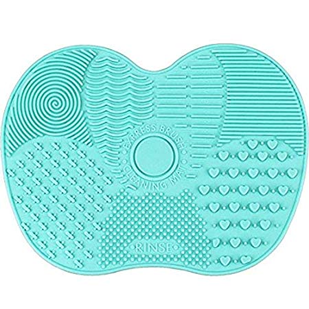 Silicone Makeup Brush Cleaning Mat, Silicone Makeup Brush Cleaner, Brush Cleaner pad, Brush Cleaning, Portable Brush Cleaner Mat, Brush Cleaner with Tool Scrubber Suction Cup, Small (Mint Green)