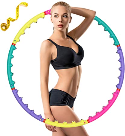 CAVEEN Hoola Hoop for Adults, Weight Loss, 8 Section Adjustable Design, with Air Cushions Built-in Magnetic Balls, Soft Fitness Exercise Circles-2lb