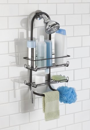 mDesign Bathroom Shower Caddy for Shampoo, Conditioner, Soap - Bronze