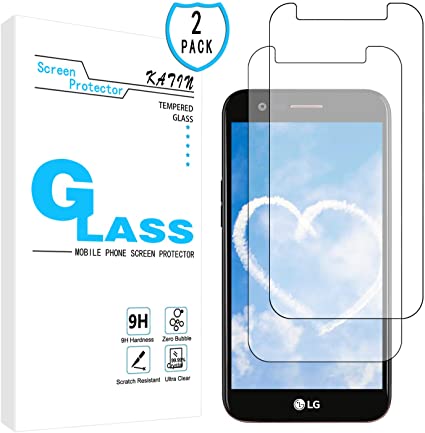 KATIN LG K20 Plus Screen Protector - [2-Pack] for LG K20 Plus/LG K20 V Tempered Glass No-Bubble, 9H Hardness, Easy to Install