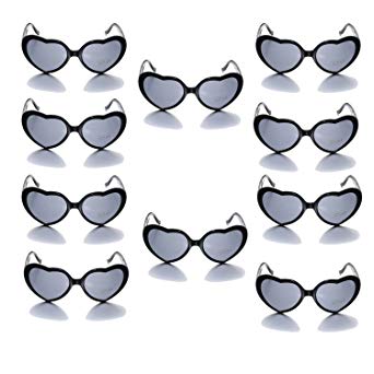 Pack of 10 Heart Shaped Sunglasses for Womens Child in Party Festival