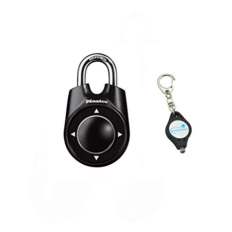 Master Lock 1500ID Padlock, Set Your Own Speed Dial Combination Lock, 2-1/8 in. Wide, Assorted Colors Bundle with Lumintrail Key Chain Light