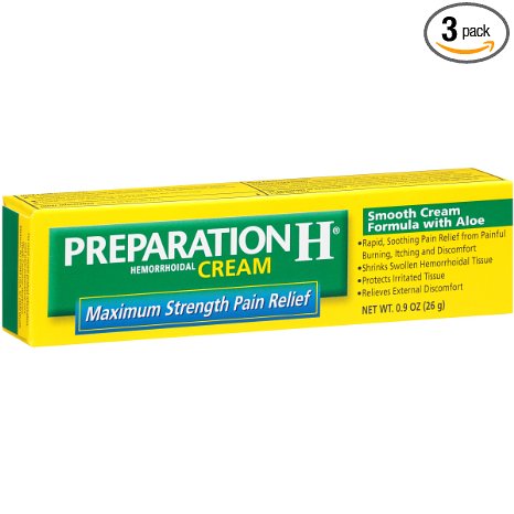 Preparation H Cream Maximum Strength, 0.9-Ounce Box (Pack of 3)