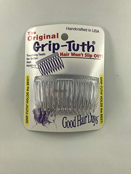 Good Hair Days Grip Tuth Combs 40414 Set of 2, Clear 2 3/4" Wide