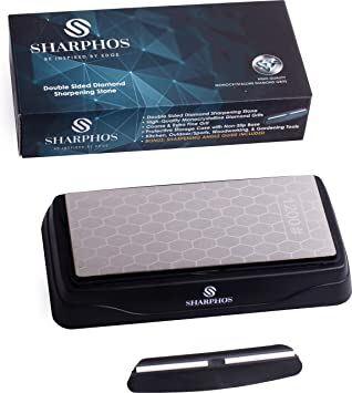 SHARPHOS Double Sided Diamond Sharpening Stone Plate Knife Sharpener Honing Polishing 6 Inch x 2.5 Inch (600/1200 Grit)