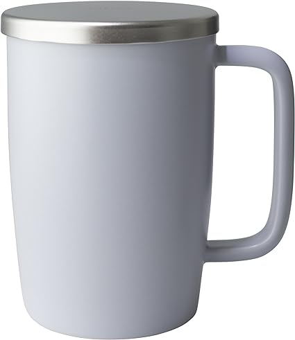FORLIFE Dew Satin Finish Brew-In-Mug with Basket Infuser & Stainless Lid 18 oz., Lavender Mist