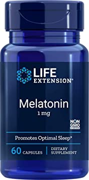 Life Extension Melatonin, 1 mg, 60 caps (Pack of 2)