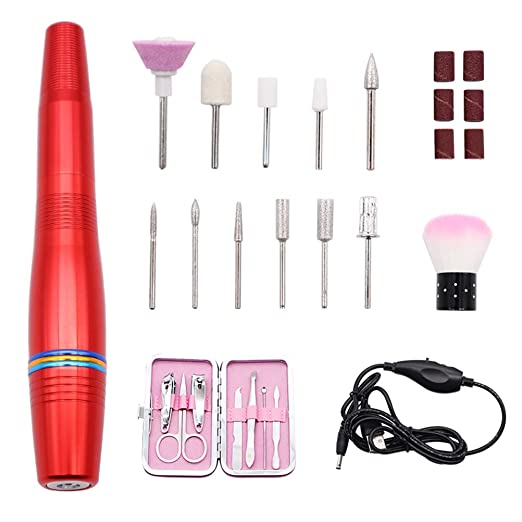 Le Touch Nail Drill - Top Version Electric Professional Efile Nail Drill Kit - 28 Pcs Compact Portable Upgraded Speed Direction Adjustable Nail Polishing Tool Sets for DIY Home Nail Salon