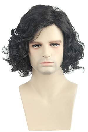 Topcosplay Mens Wig Black Short Curly Cosplay Halloween Costume Wigs for Men