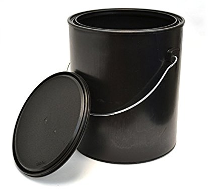 1 Gallon Black All-Plastic (Polypropylene) Paint Can with Ears, Bail and Lid - Can Made From 100% Recycled Plastic
