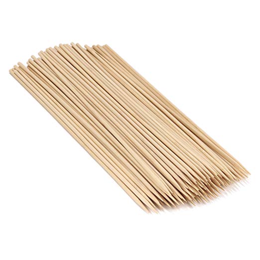 BambooMN 10" Long x 5mm Thick Sharp Point Bamboo Kabab Satay BBQ Skewers Party Supplies, 100 Pieces