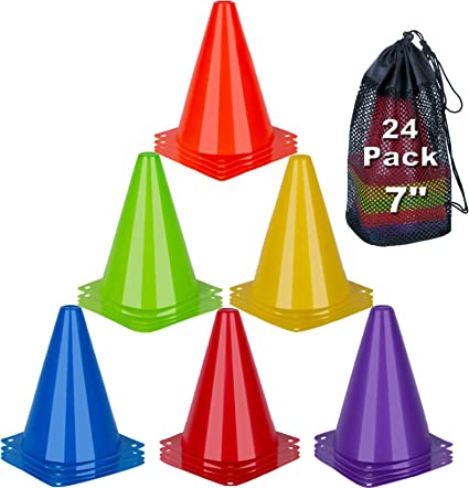 cyrico Plastic Training Traffic Cones, 9 Inch Orange Cones Sports Agility Field Marker Cones for Soccer Basketball Football Drills Training, Indoor Outdoor Games or Events
