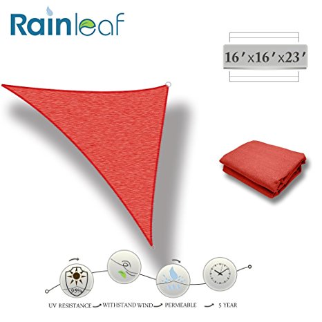 RainLeaf Right Triangle Sun Shade Sail, 16' x 16'x23', Terra, UV Block,Breathable, Vivid Color,Perfect for Driveway, Swimming Pool, Patio, Backyards, Courtyards, Gardens