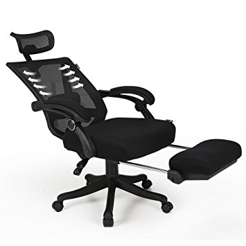 Hbada High Back Ergonomic Computer Desk Office Mesh Recliner Chair with Footrest