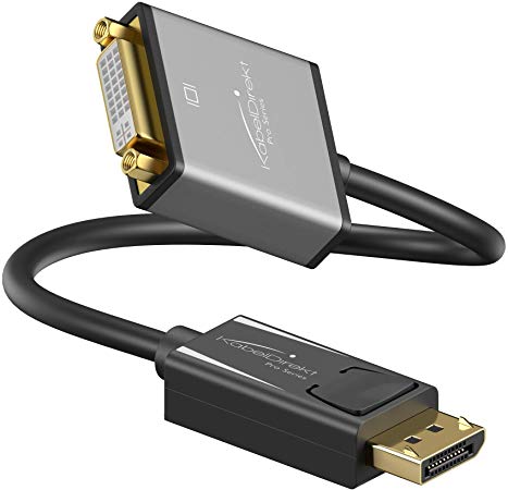 KabelDirekt DisplayPort DP to DVI Adapter 6 Inches (Maximum Resolution 4K 30Hz, 24k Gold-Plated Contacts, Suitable for All Graphics Cards with DP Output to Projector, Monitor with DVI Input)