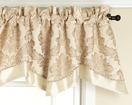 Style Master Renaissance Home Fashion Darby Layered Scalloped Valance with Cording, Ivory, 50 by 17-Inch
