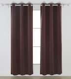 Deconovo Room Darkening Thermal Insulated Blackout Grommet Window Curtain Panel For Bedroom  Chocolate42x84-Inch