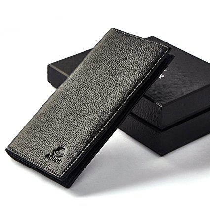 AODOR Men's genuine Leather Long Wallet classic design Best Gift Choice