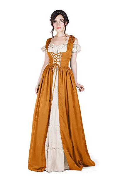 Boho Set Medieval Irish Costume Chemise and Over Dress