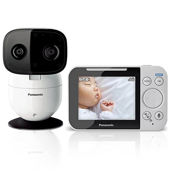 Panasonic Baby Monitor with Camera and Audio, 3.5” Color Video Baby Monitor, Extra Long Range, Secure Connection, 2-Way Talk, Soothing Sounds, Remote Pan, Tilt, Zoom,1 Camera, KX-HN4001W (White/Black)