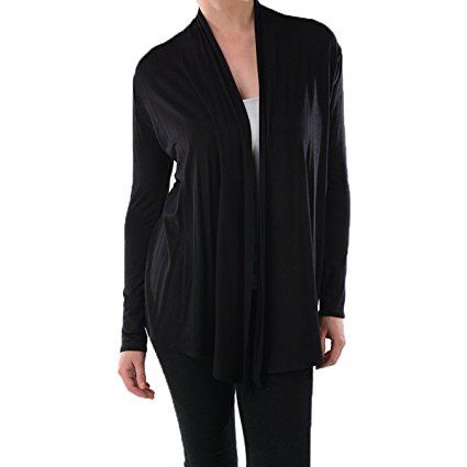 Azules Women's Rayon Span Open Front Drape Cardigan