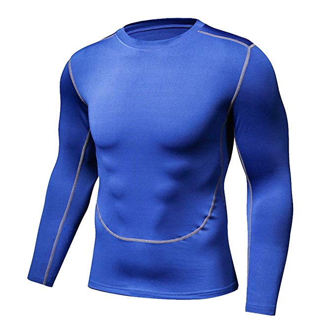 1Bests Men's Fitness Running Quick-Drying Long-Sleeved Compression Tight T Shirts